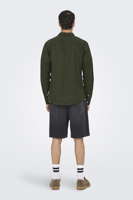 Only & Sons onscaiden life ls solid linen shirt